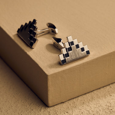 White Gold Black Cufflink