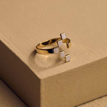 Yellow Gold White Gap Ring