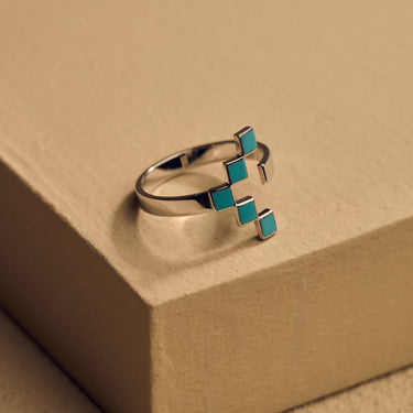 White Gold Turquoise Gap Ring