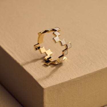 Yellow Gold White Band