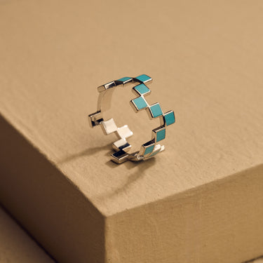 White Gold Turquoise Band