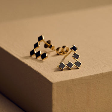 Yellow Gold Black Small Earring