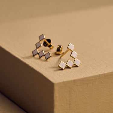 Yellow Gold White Small Earring