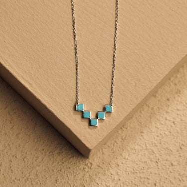 White Gold Turquoise Pendant Necklace