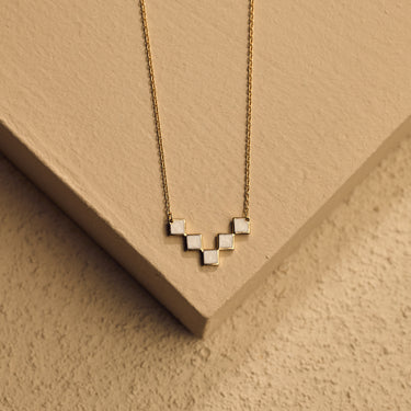 Yellow Gold White Pendant Necklace