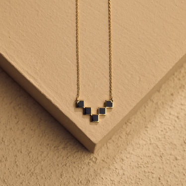 Yellow Gold Black Pendant Necklace